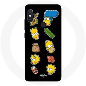 Coque pour Xiaomi Redmi Note 5 Pro Les Simpson autocollants fond noir Maniacase pas cher