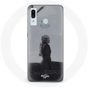 Coque pour Samsung Galaxy A40 Game of Thrones Saison 8 Daenerys Targaryen feu et sang Le Trône de Fer Logo Gris Maniacase pas cher