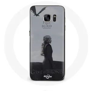 Coque pour Samsung Galaxy S6 Game of Thrones Saison 8 Daenerys Targaryen feu et sang Le Trône de Fer Logo Gris Maniacase pas cher