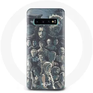 Coque pour Samsung Galaxy S10 Edge Game of Thrones Saison 8 Le Trône de Fer Affiche Personnages Fond Gris Maniacase pas cher