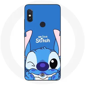Coque pour Xiaomi Redmi Note 5 Pro Stitch mignon fond bleu Maniacase pas cher