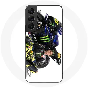Coque pour Samsung Galaxy S22 Valentino Rossi Pilote de vitesse fond blanc Maniacase pas cher