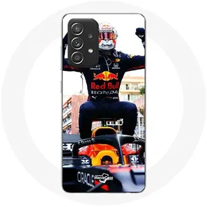 Coque pour Samsung Galaxy A52 Formule 1 Max Verstappen Pilote automobile F1 noir rouge et jaune Maniacase pas cher