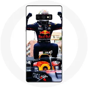 Coque pour Samsung Galaxy Note 9 Formule 1 Max Verstappen Pilote automobile F1 noir rouge et jaune Maniacase pas cher