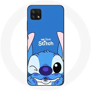 Coque pour Samsung Galaxy A22 5G Stitch mignon fond bleu Maniacase