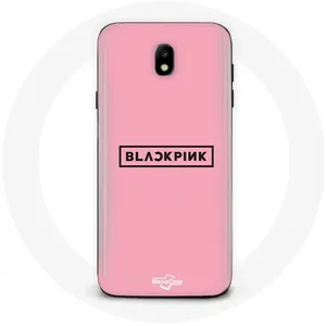 Coque pour Samsung Galaxy J5 2017 Blackpink Groupe de K-pop Logo Fond Rose Maniacase pas cher