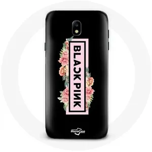 Coque pour Samsung Galaxy J3 2017 Blackpink Groupe de K-pop Logo Noir Rose Fond Noir Maniacase pas cher