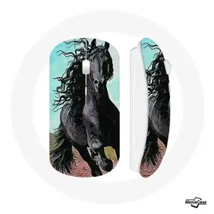 Souris Sans Fil Cheval Noir De La Race Frisonne Maniacase pas cher