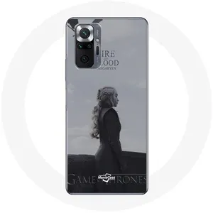 Coque pour Xiaomi Redmi Note 10 Pro Game of Thrones Saison 8 Daenerys Targaryen feu et sang Le Trône de Fer Logo Gris Maniacase pas cher
