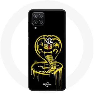 Coque pour Samsung Galaxy A12 Cobra Kai Logo Jaune Fond Noir Affiche Série Maniacase pas cher