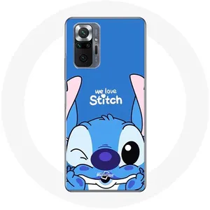 Coque pour Xiaomi Redmi Note 10 Pro Stitch mignon fond bleu Maniacase pas cher