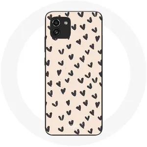 Coque pour Samsung Galaxy A03 Fond de texture abstraite coeurs noirs Maniacase
