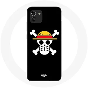 Coque pour Samsung Galaxy A03 One Piece Manga Tete de Mort Fond Noir Maniacase pas cher