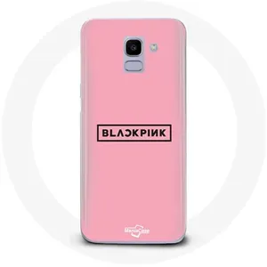 Coque pour Samsung Galaxy A6 2018 Blackpink Groupe de K-pop Logo Fond Rose Maniacase pas cher