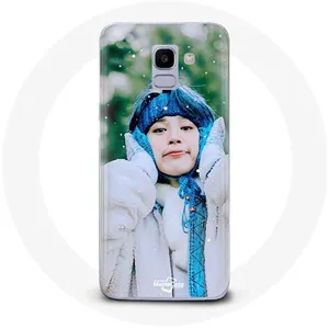 Coque pour Samsung Galaxy J6 2018 BTS Bangtan Sonyeondan Jimin neige Noël bleu Maniacase pas cher