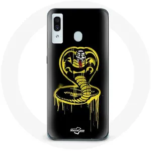 Coque pour Samsung Galaxy A40 Cobra Kai Logo Jaune Fond Noir Affiche Série Maniacase pas cher