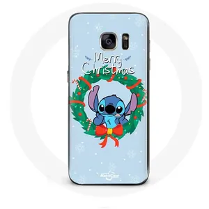 Coque pour Samsung Galaxy S7 Edge Stitch neige joyeux Noël bleu Maniacase pas cher