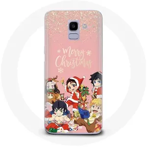 Coque pour Samsung Galaxy J6 2018 Demon slayer merry christmas affiche Anime Manga Maniacase pas cher