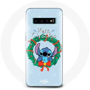 Coque pour Samsung Galaxy S10 Stitch neige joyeux Noël bleu Maniacase pas cher