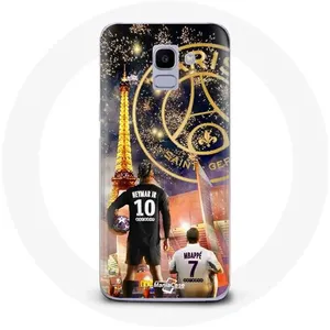 Coque pour Samsung Galaxy J6 2018 PSG Neymar et Mbappé Joyeux noël Maniacase pas cher