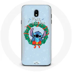 Coque pour Samsung Galaxy J7 2017 Stitch neige joyeux Noël bleu Maniacase pas cher