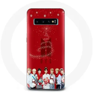 Coque pour Samsung Galaxy S10 BTS Bangtan Garçons Fond Rouge Cadeau de Noël 2023 Maniacase pas cher