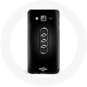Coque pour Samsung Galaxy j3 2016 Audi Logo cache moyeu fond noir Maniacase pas cher