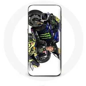 Coque pour Samsung Galaxy S7 Edge Valentino Rossi Pilote de vitesse fond blanc Maniacase pas cher