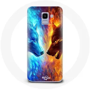 Coque pour Samsung Galaxy J6 2018 Loup de Glace et de feu Maniacase pas cher