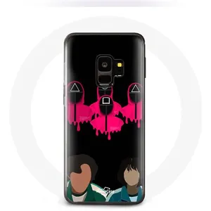 Coque pour Samsung Galaxy S9 Squid Game Seong Gi hun et Kang Sae Byeok Masques Triangle carré et Cercle Maniacase pas cher