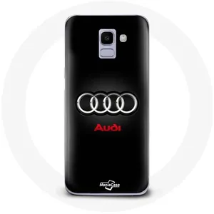 Coque pour Samsung Galaxy J6 2018 Audi Logo Métal fond noir Maniacase pas cher