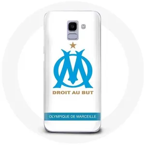 Coque pour Samsung Galaxy A8 2018 Olympique de Marseille Logo Fond Blanc Maniacase pas cher