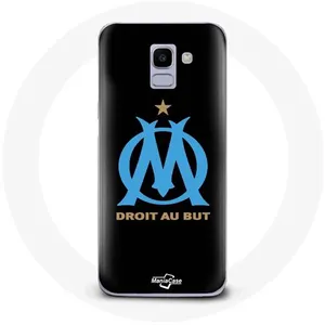 Coque pour Samsung Galaxy A6 2018 Logo Olympique de Marseille Fond Noir Maniacase pas cher