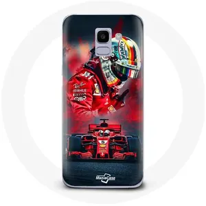 Coque pour Samsung Galaxy A8 2018 Formule 1 Sebastian Vettel Pilote F1 Rouge Maniacase pas cher