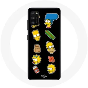 Coque pour samsung galaxy S20 Les Simpson autocollants fond noir Maniacase pas cher