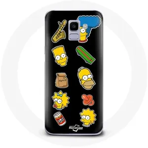 Coque pour Samsung Galaxy A6 2018 Les Simpson autocollants fond noir Maniacase pas cher