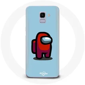 Coque pour Samsung Galaxy A8 2018 Among Us jeu vidéo Fond bleu Maniacase pas cher