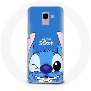 Coque pour Samsung Galaxy A8 2018 Stitch mignon fond bleu Maniacase pas cher