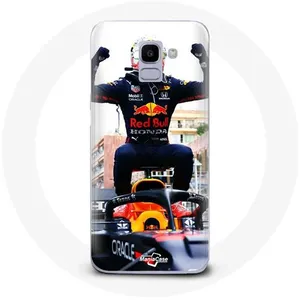 Coque pour Samsung Galaxy A8 2018 Formule 1 Max Verstappen Pilote automobile F1 noir rouge et jaune Maniacase pas cher