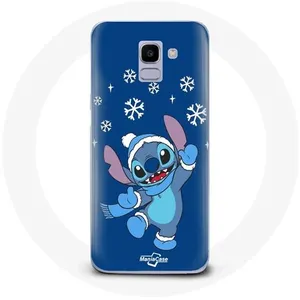 Coque pour Samsung Galaxy A8 2018 Stitch neige Noël bleu Maniacase pas cher