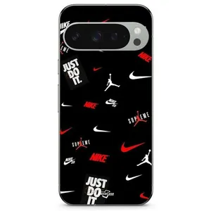MANIACASE Coque pour Google Pixel 9 Pro XL NIKE JORDAN BLANC ROUGE fond noir pas cher