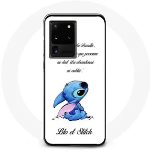 Coque pour Samsung Galaxy S20 Ultra Lilo et Stitch Ohana Citation Blanc Maniacase pas cher