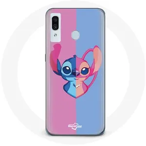 Coque pour Samsung Galaxy A20 Stitch et angel bleu rose Maniacase pas cher