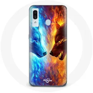 Coque pour Samsung Galaxy A20 Loup de Glace et de feu Maniacase pas cher
