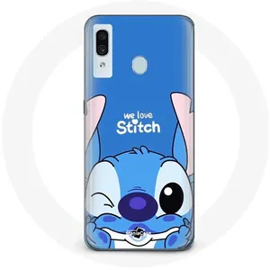 Coque pour Samsung Galaxy A20 Stitch mignon fond bleu Maniacase pas cher