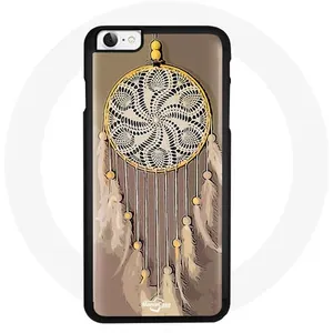 Coque pour Iphone 4/4S Attrape rêve beige jaune noir douceur tendresse coeur protection indien plume pastel amour love Maniacase pas cher