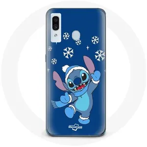 Coque pour samsung galaxy A30 Stitch neige Noël bleu Maniacase pas cher