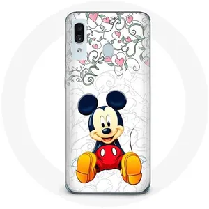 Coque pour Samsung Galaxy A20 Mickey Mouse Fleurs Coeurs Maniacase pas cher