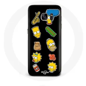 Coque pour Samsung Galaxy S6 Les Simpson autocollants fond noir Maniacase pas cher
