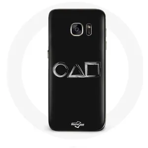 Coque pour Samsung Galaxy S6 Edge Squid Game logo symboles carre cercle triangle Fond Noir Maniacase pas cher
